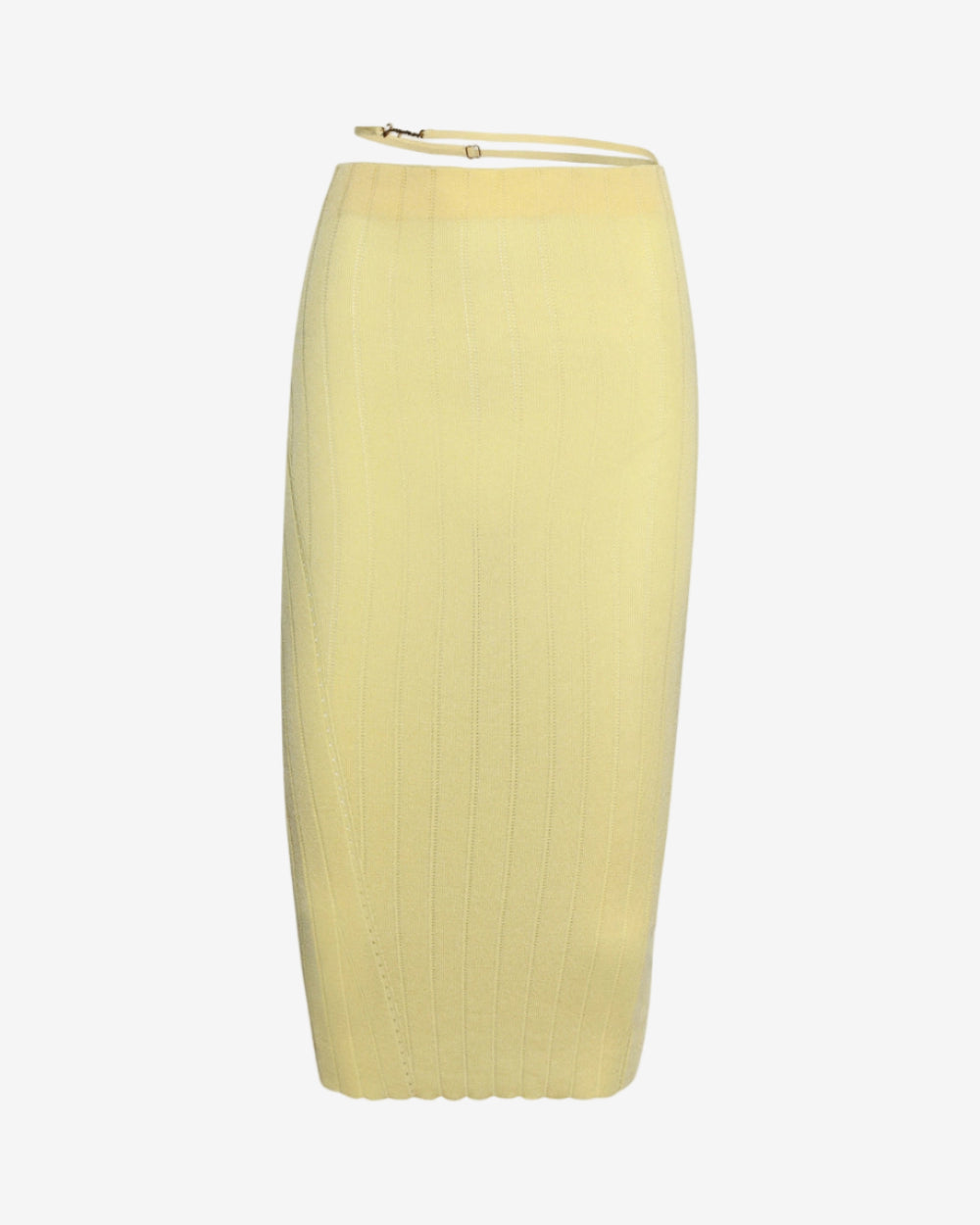 Yellow pencil skirt on a light gray background