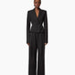 Black wide-leg pants on a white background