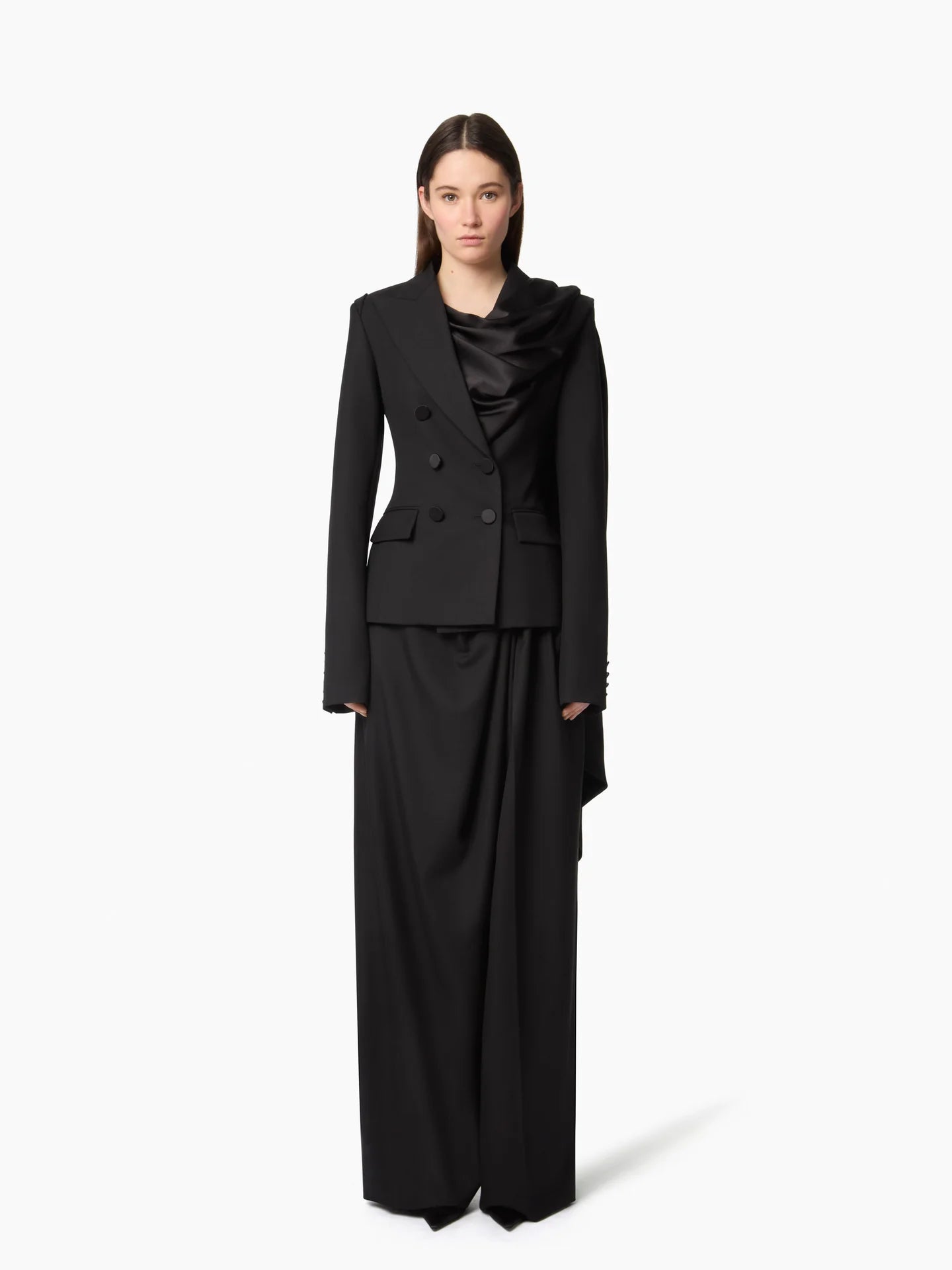 DRAPED LARGE PANTS IN WOOL GABARDINE