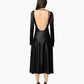 BACKLESS & LONG SLEEVES MIDI DRESS IN SATIN