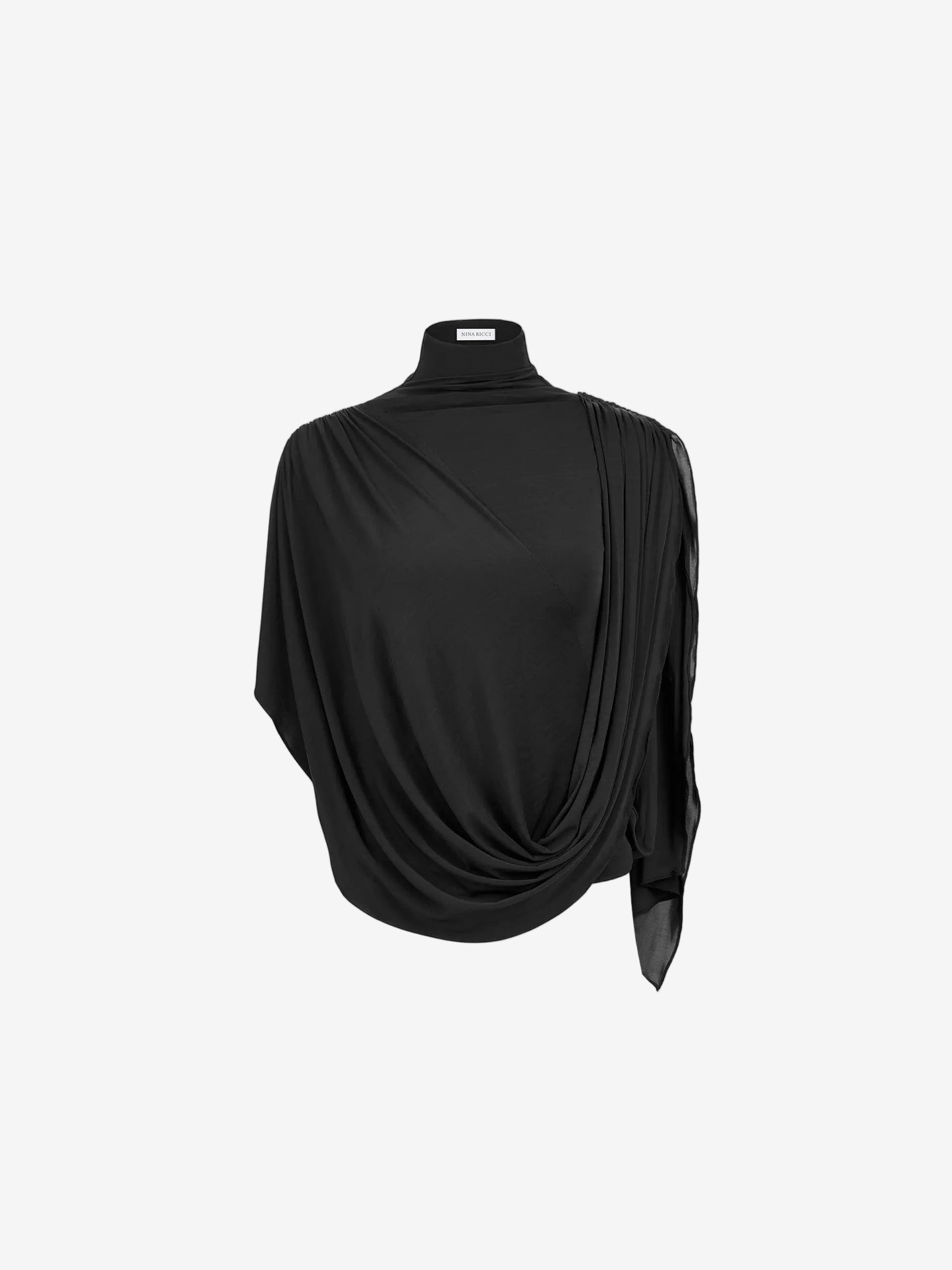 Highneck Fluid Droped Top In Stretch Jersey