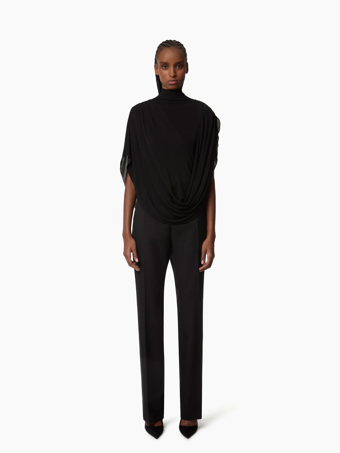 Highneck Fluid Droped Top In Stretch Jersey