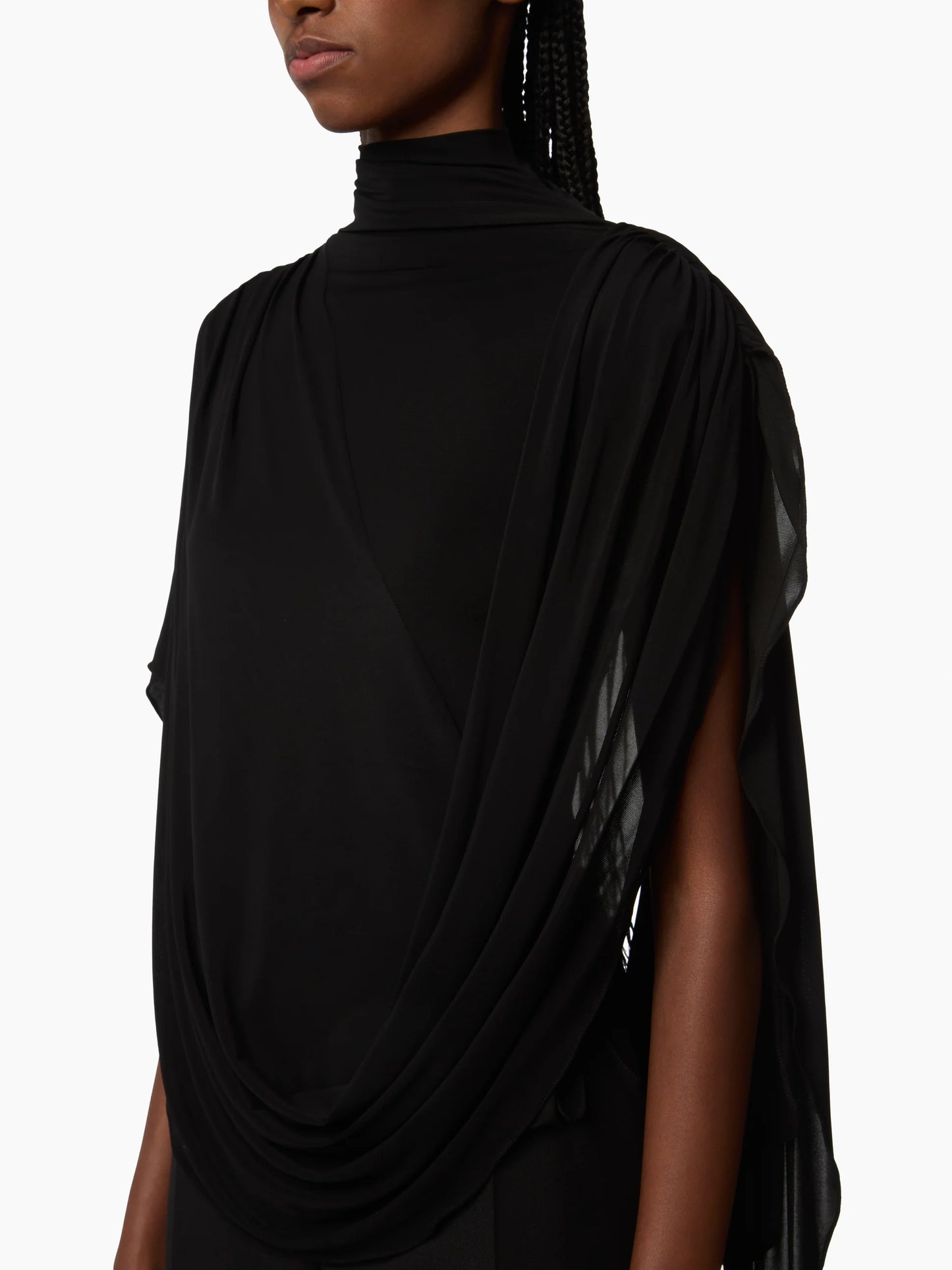 Highneck Fluid Droped Top In Stretch Jersey