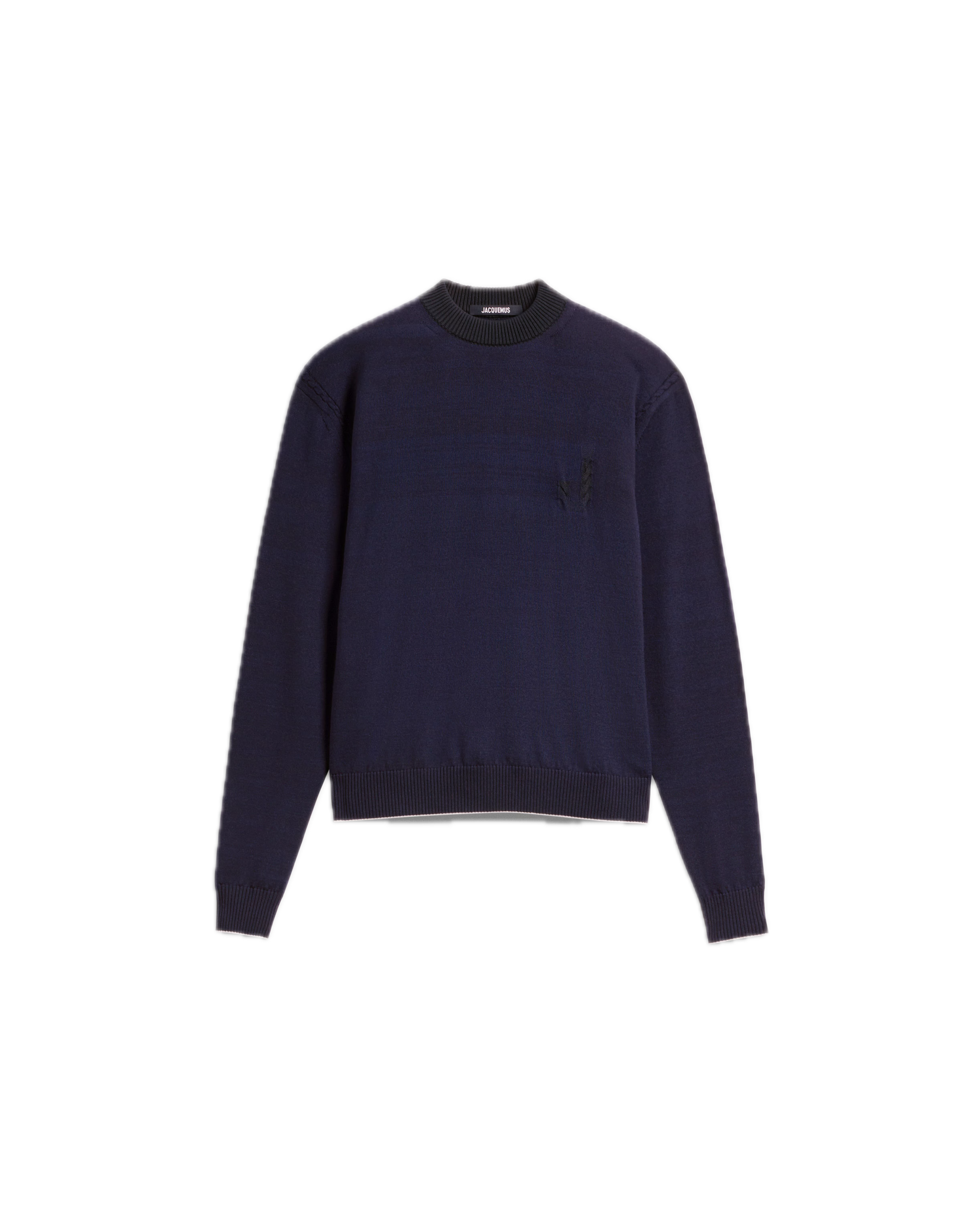 Navy blue sweater on a white background