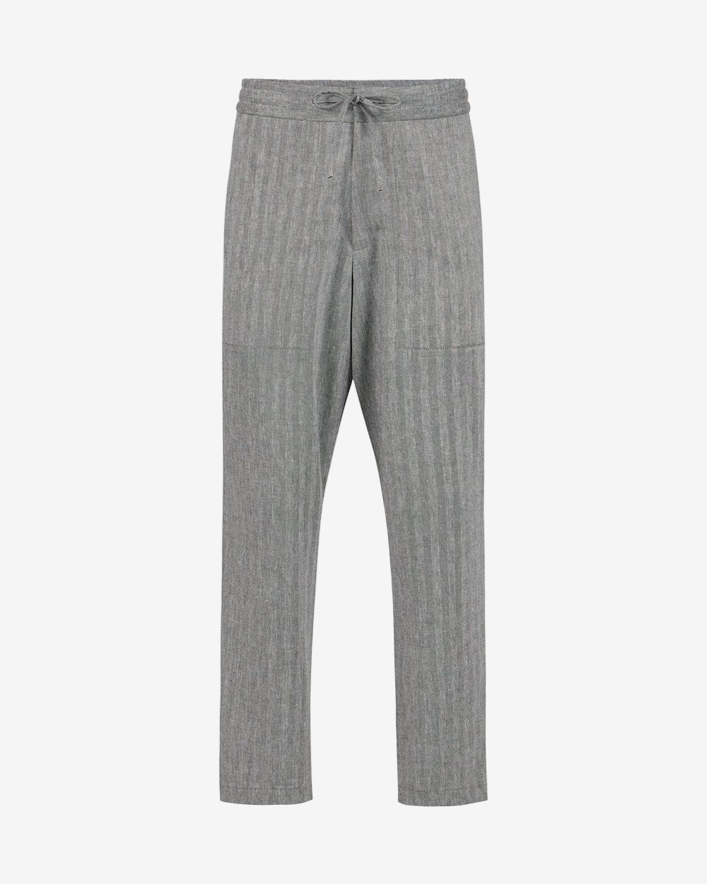Gray checkered pants on a white background