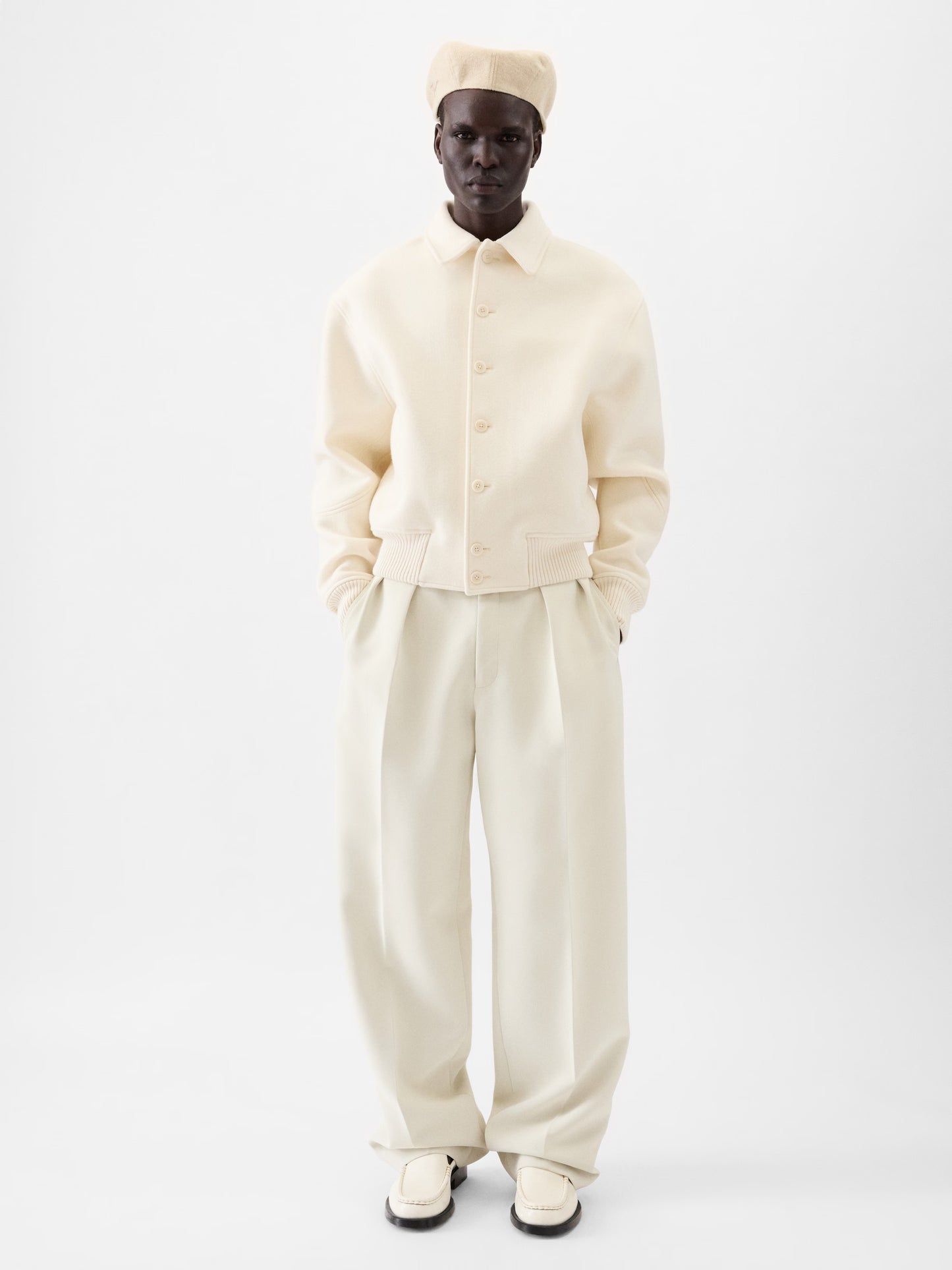 The Feltro White bomber jacket