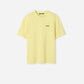 yellow t-shirt with a small logo on a white background