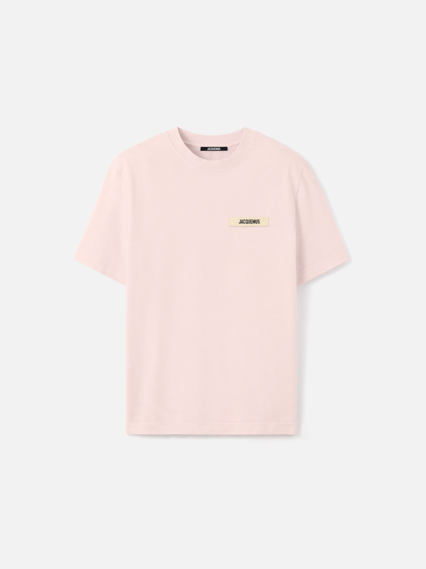 Light pink t-shirt with a small logo on a white background