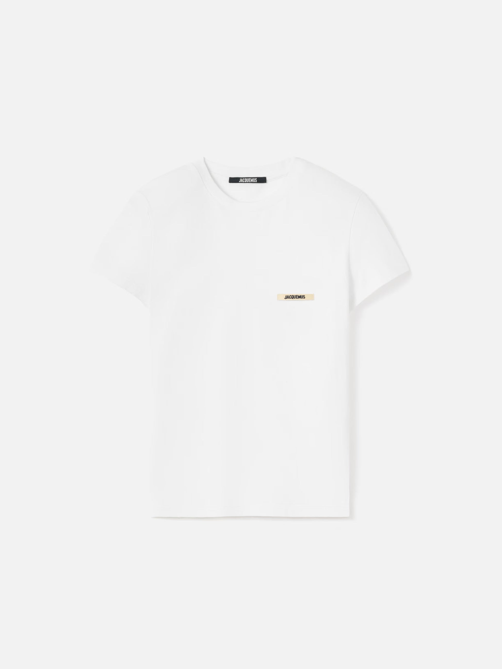 White t-shirt with a small logo on a white background JACQUEMUS