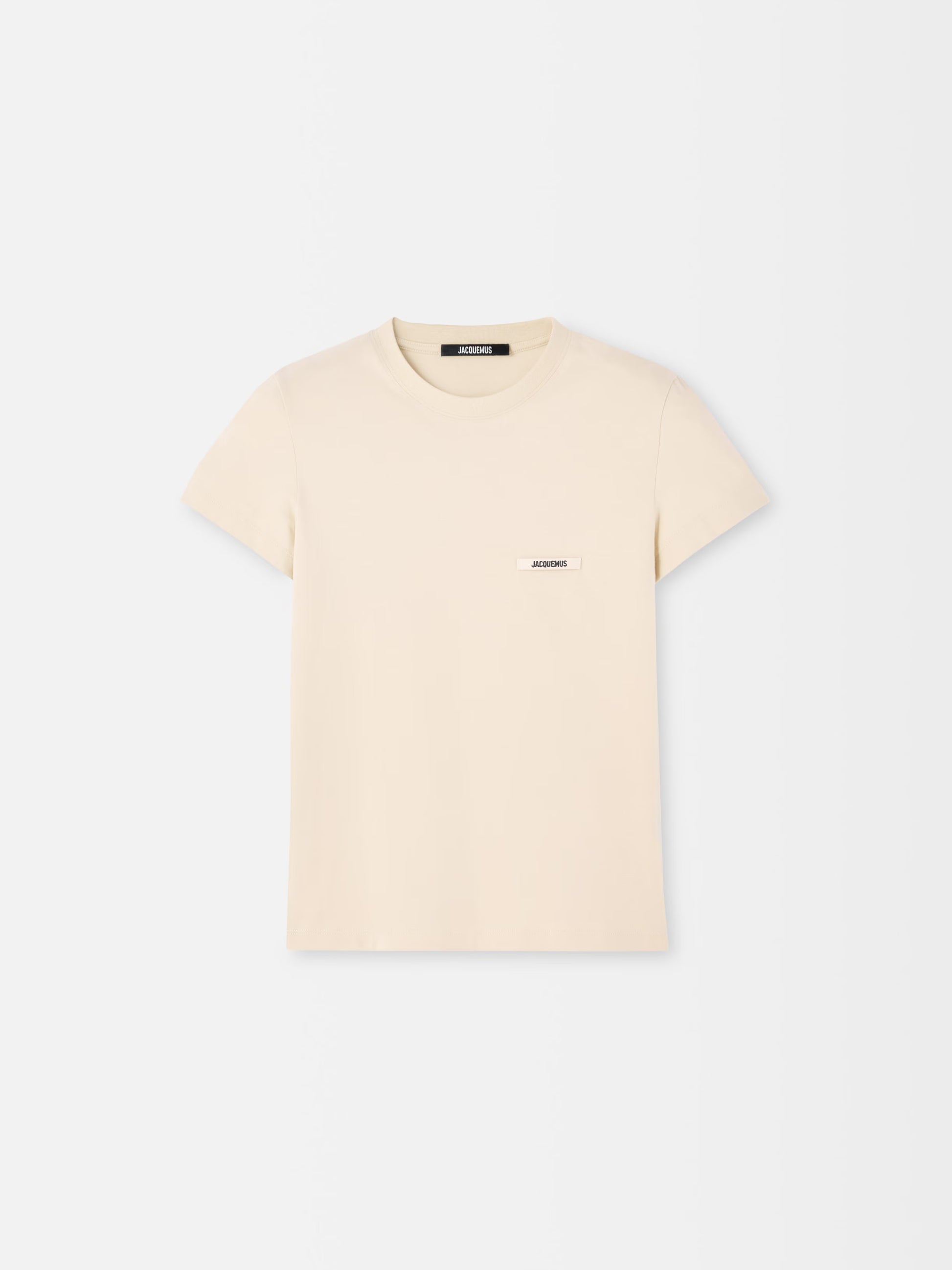 beige t-shirt with a small logo on a white background JACQUEMUS