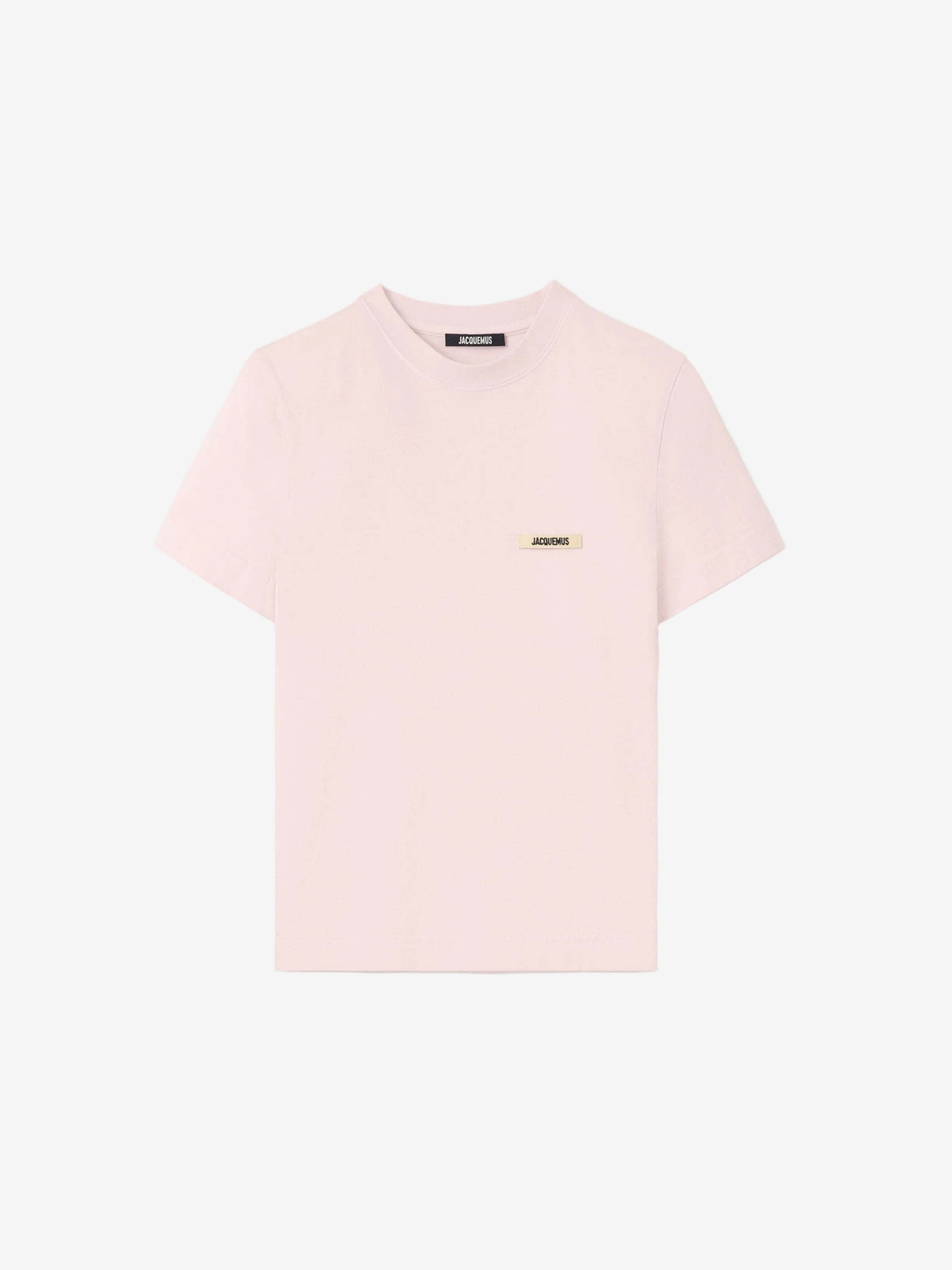 Pink t-shirt with a small logo on a white background JACQUEMUS