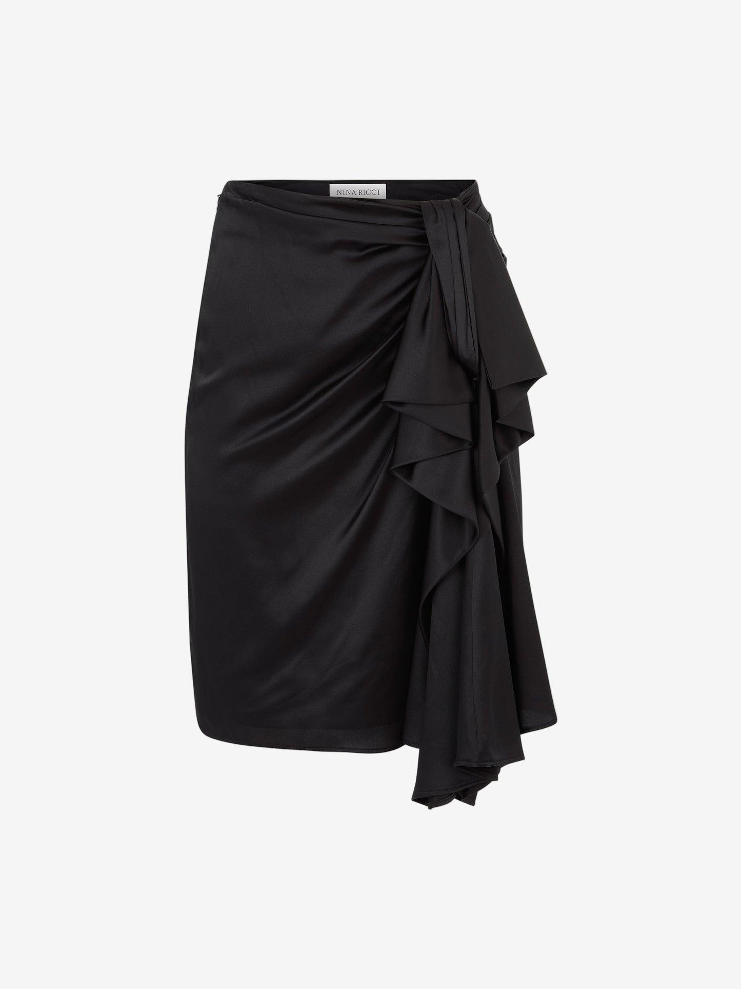 Black ruffled skirt on a white background