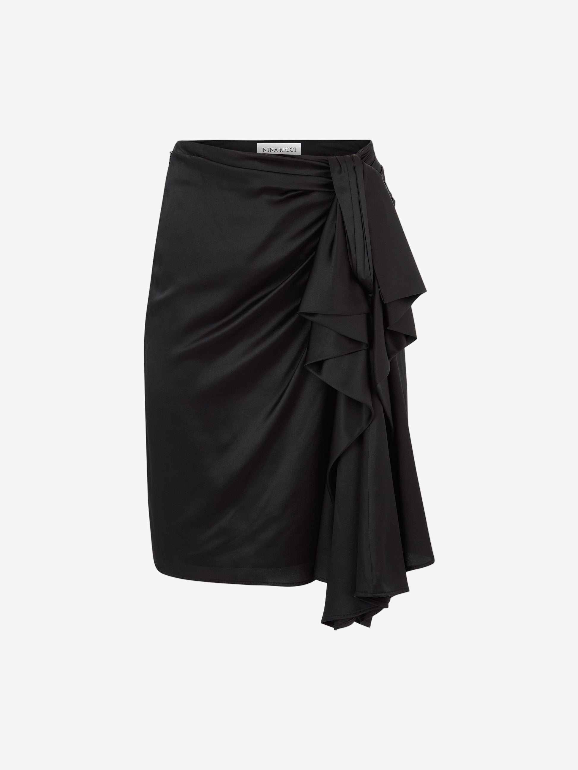 Black ruffled skirt on a white background
