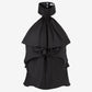 Black halter top with layered design on a white background