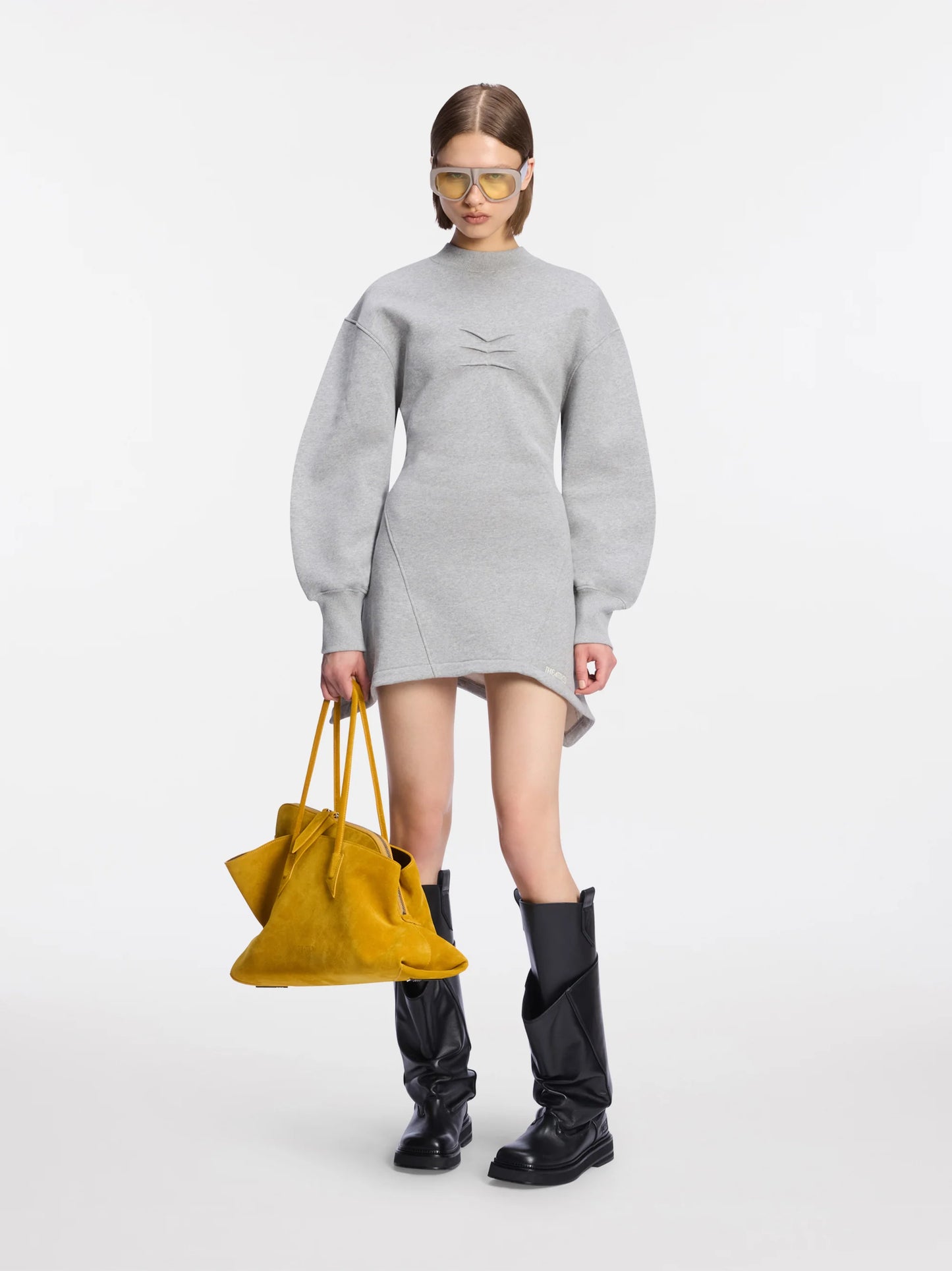Melange grey mini dress