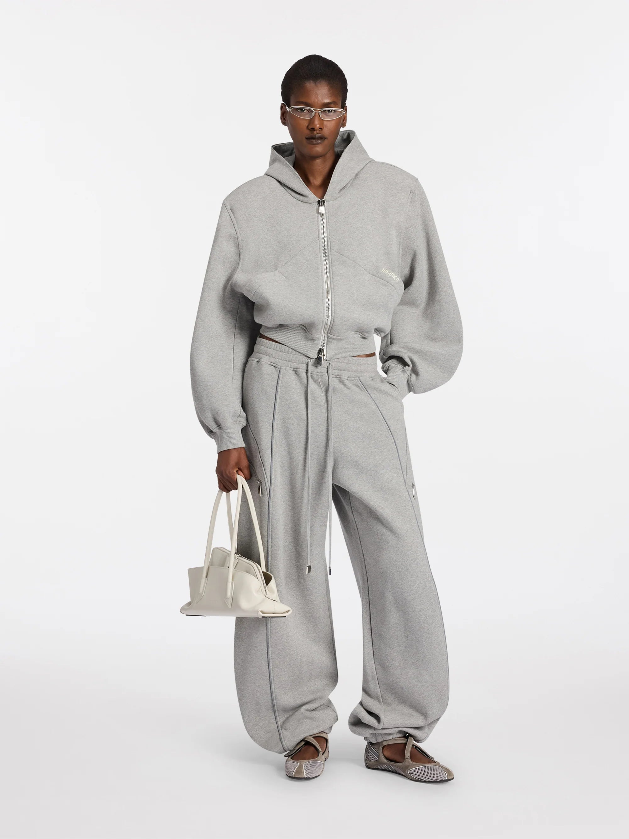 The Attico Cropped Zip-Up Hoodie