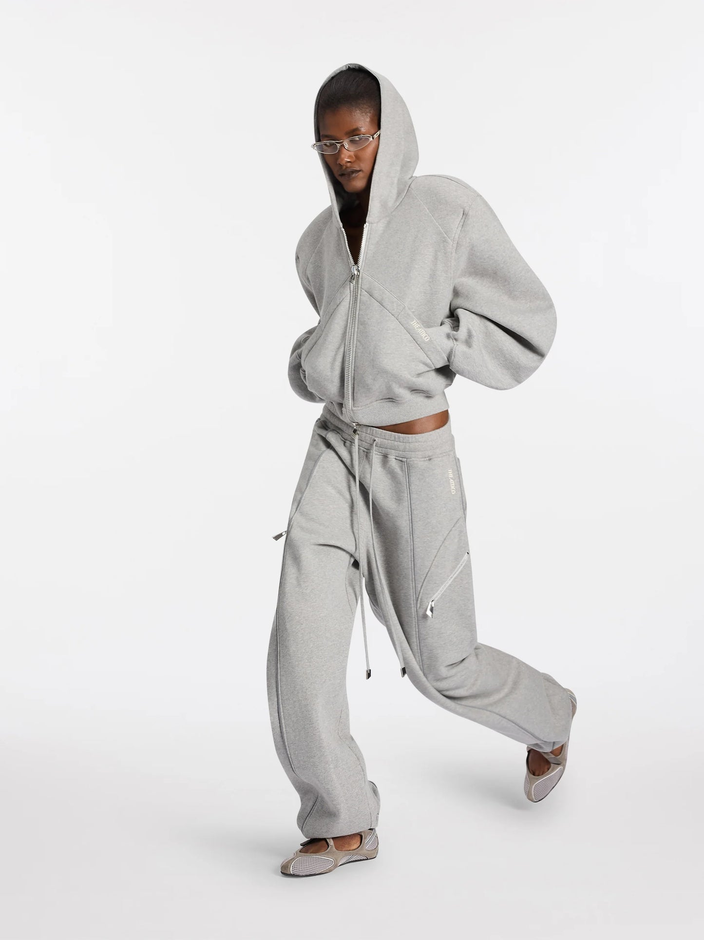 The Attico Cropped Zip-Up Hoodie