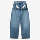 Double-waist wide-leg jeans