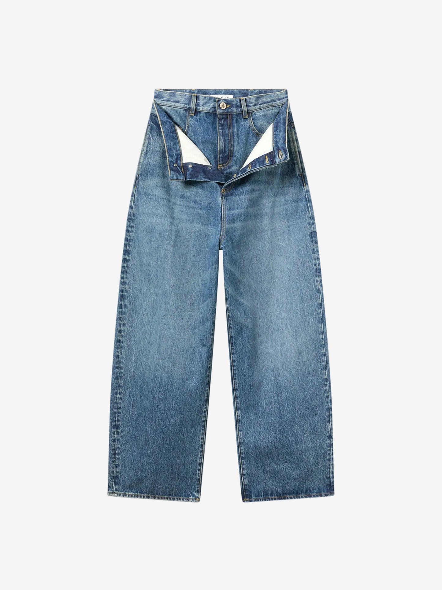 Double-waist wide-leg jeans