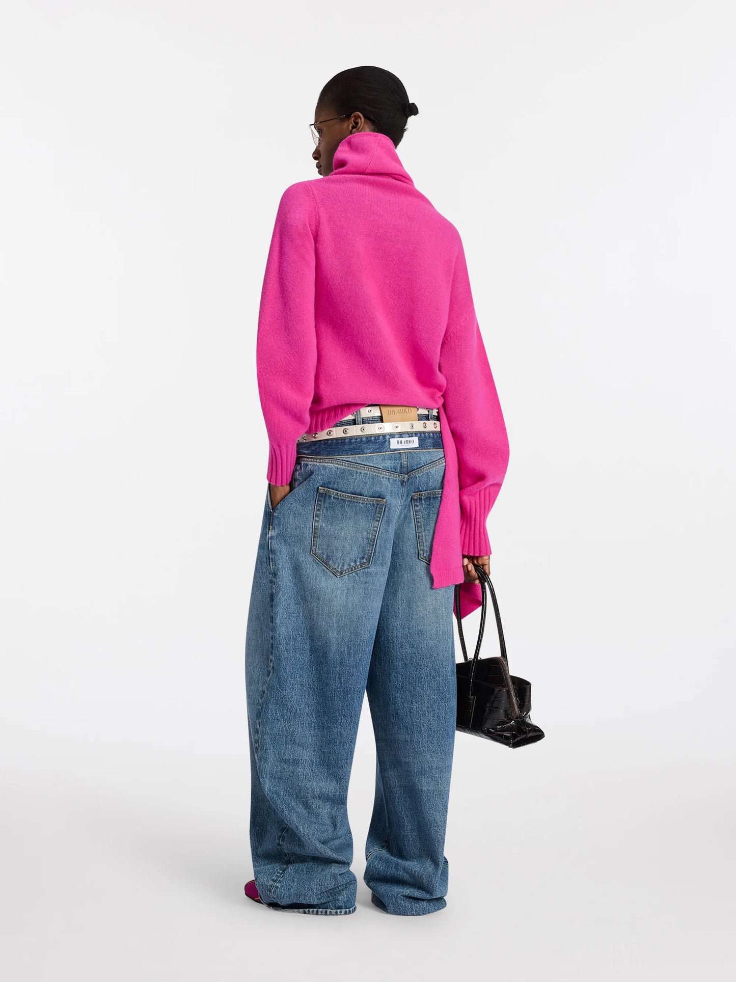 Double-waist wide-leg jeans