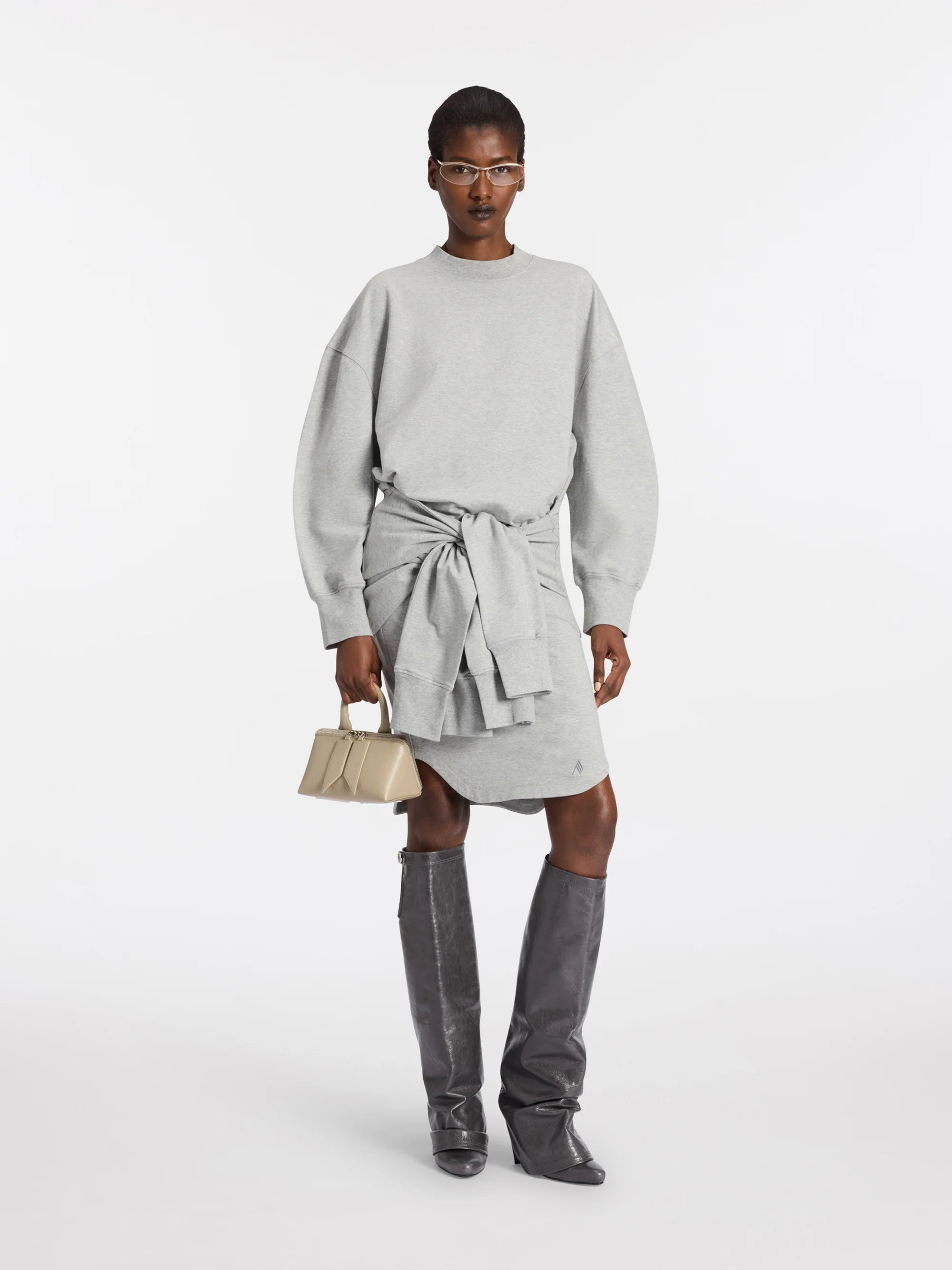 Melange grey mini skirt