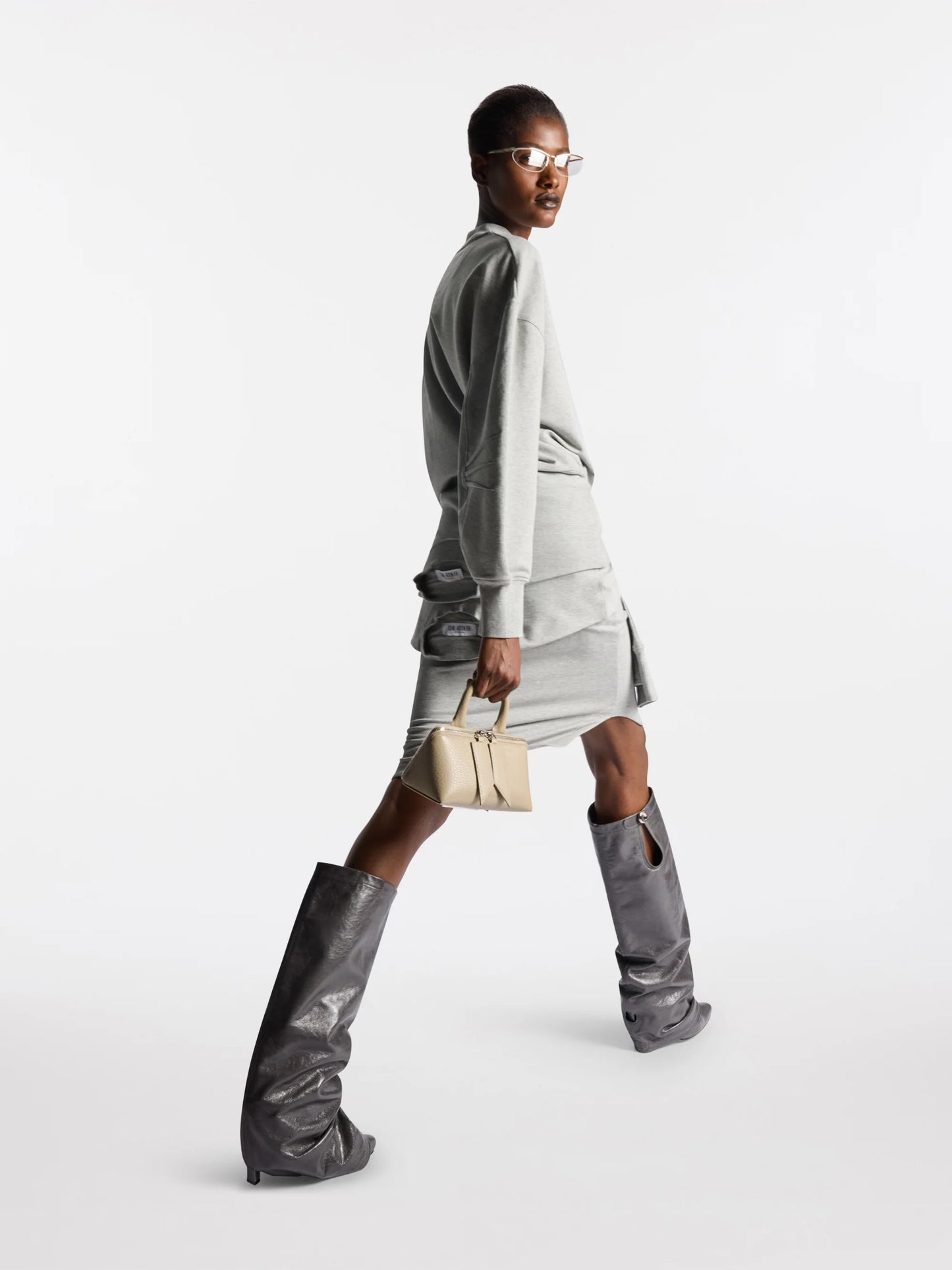 Melange grey mini skirt