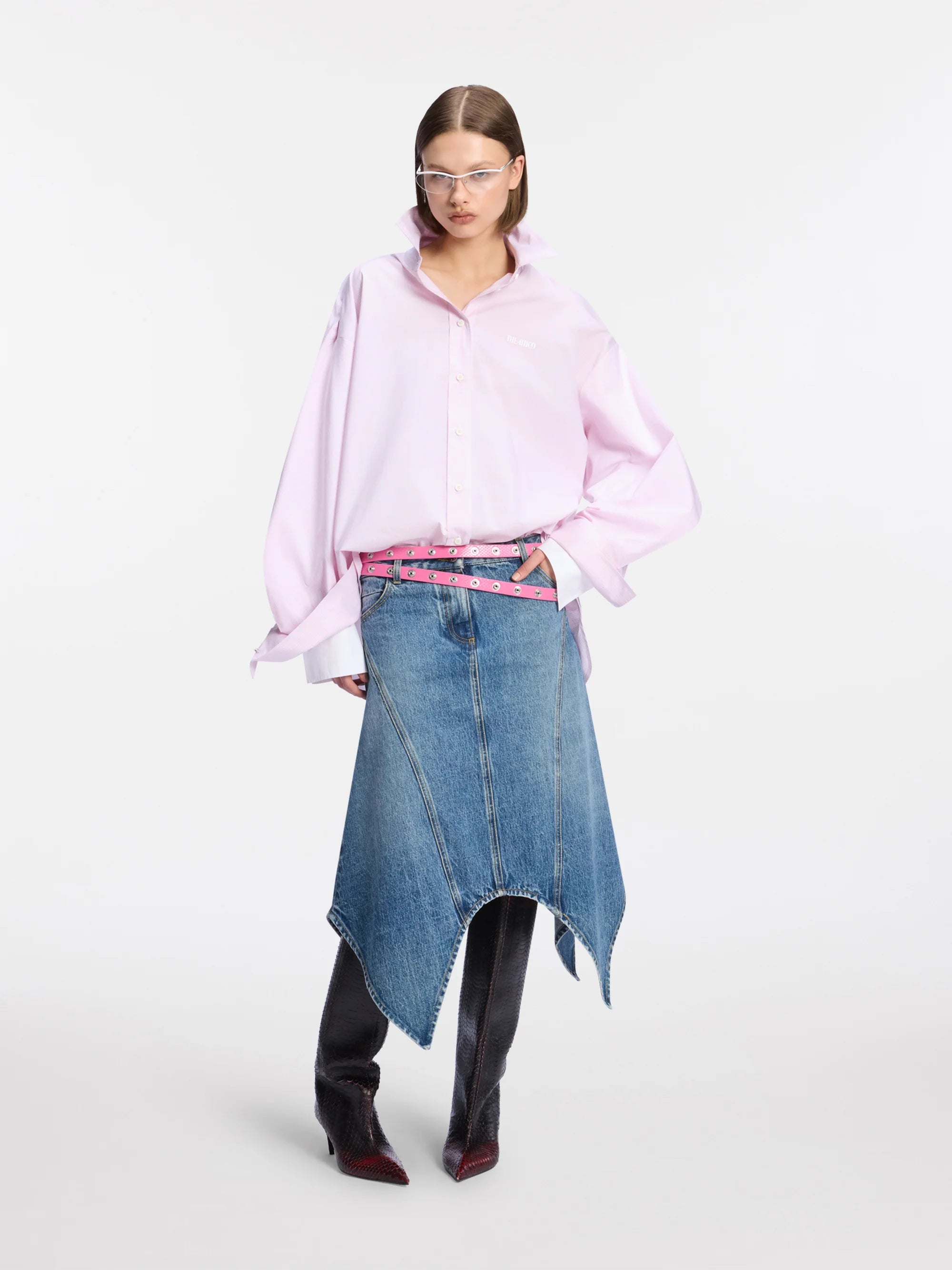 The Attico Denim Midi Skirt