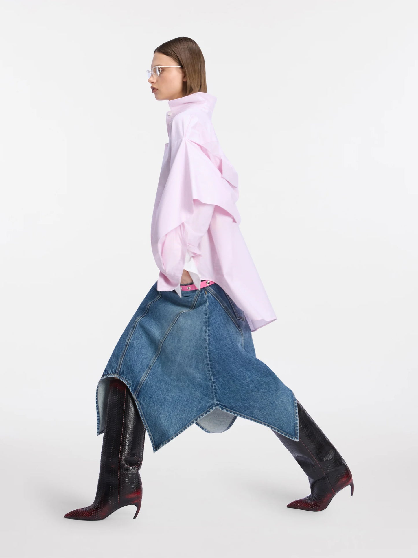The Attico Denim Midi Skirt