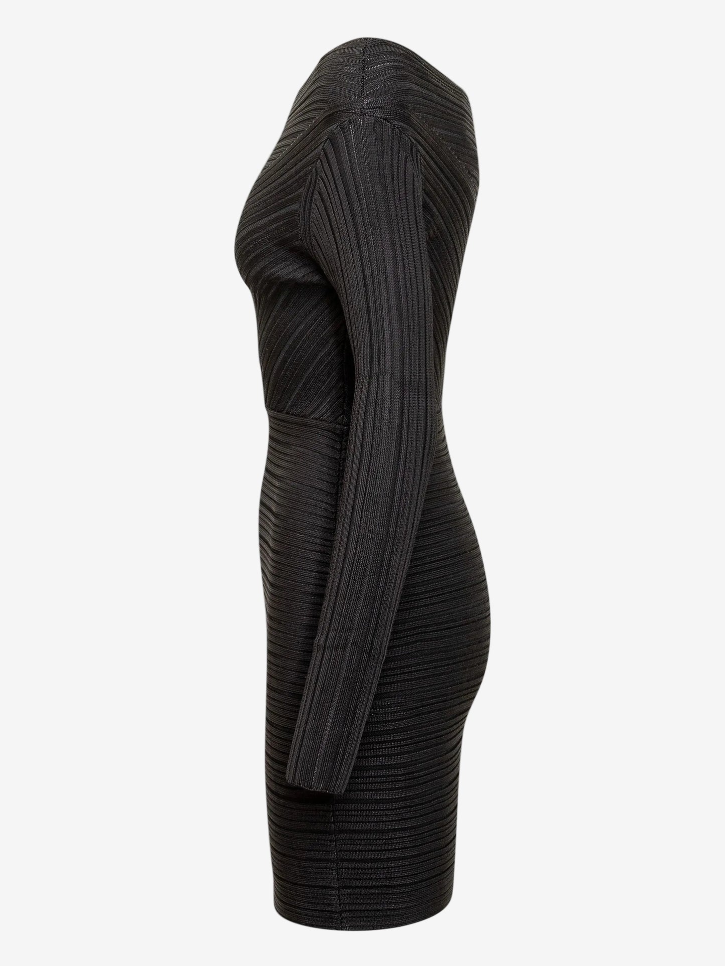 Black ribbed dress on a white background