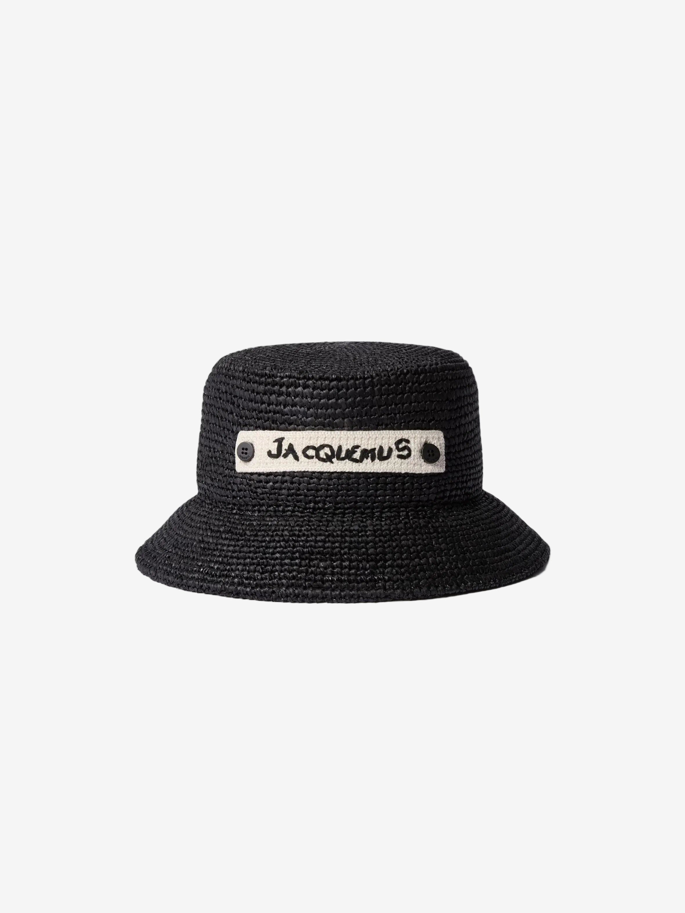 Logo raffia bucket hat