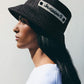 Logo raffia bucket hat