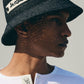Logo raffia bucket hat