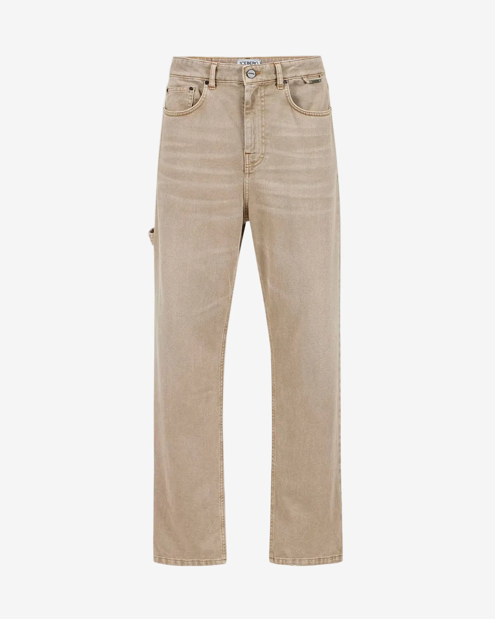 Beige carpenter pants with 5-pockets in bull denim