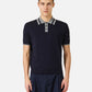 Regular fit classic blue cotton polo sweater