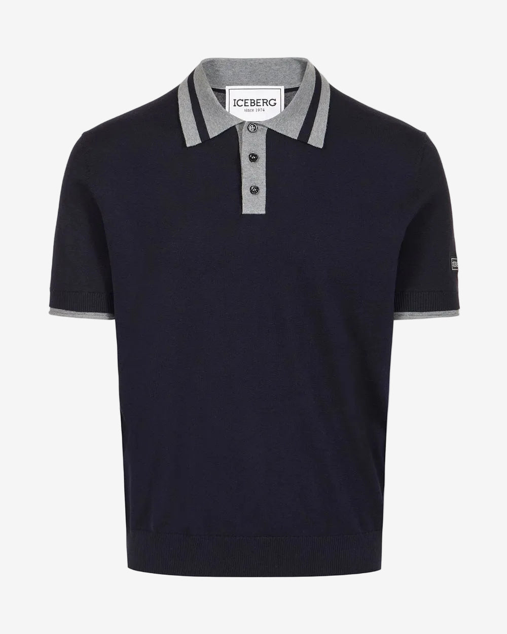 Regular fit classic blue cotton polo sweater