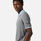 Regular fit light grey melange cotton polo sweater