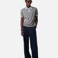 Regular fit light grey melange cotton polo sweater