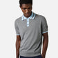 Regular fit light grey melange cotton polo sweater