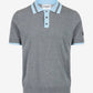Regular fit light grey melange cotton polo sweater