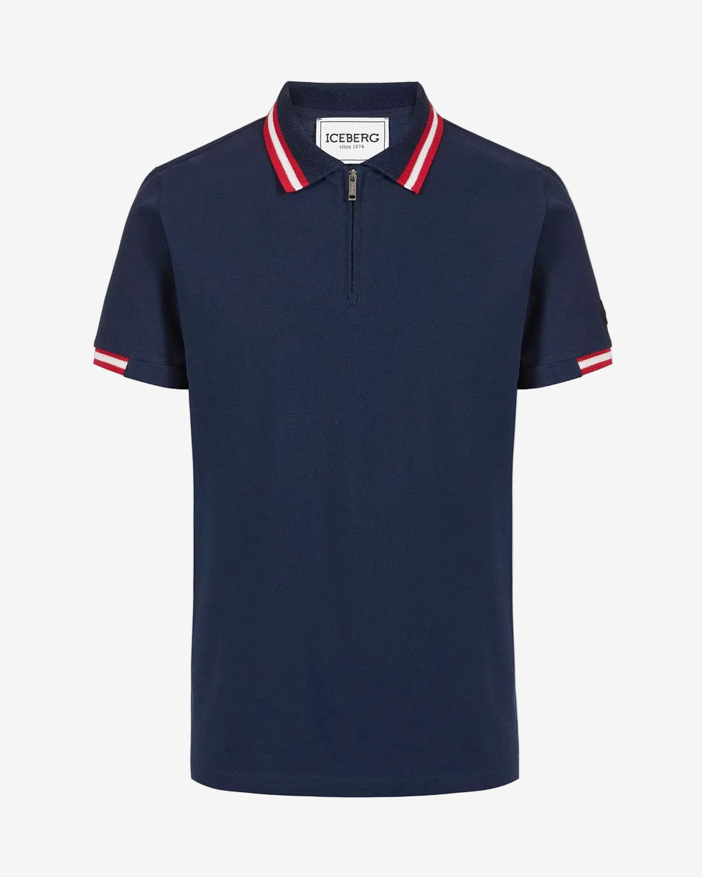 Regular fit blue short-sleeved polo shirt in cotton piquet