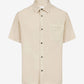 Beige short-sleeved shirt in garment-dyed parachute fabric