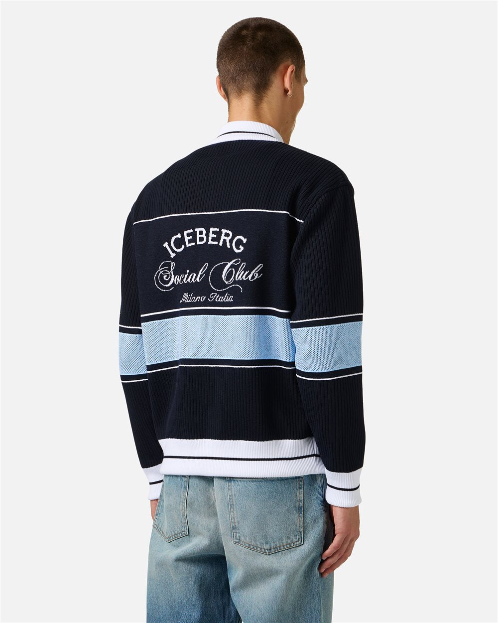 Multicolor jacquard-knit regular fit jacket