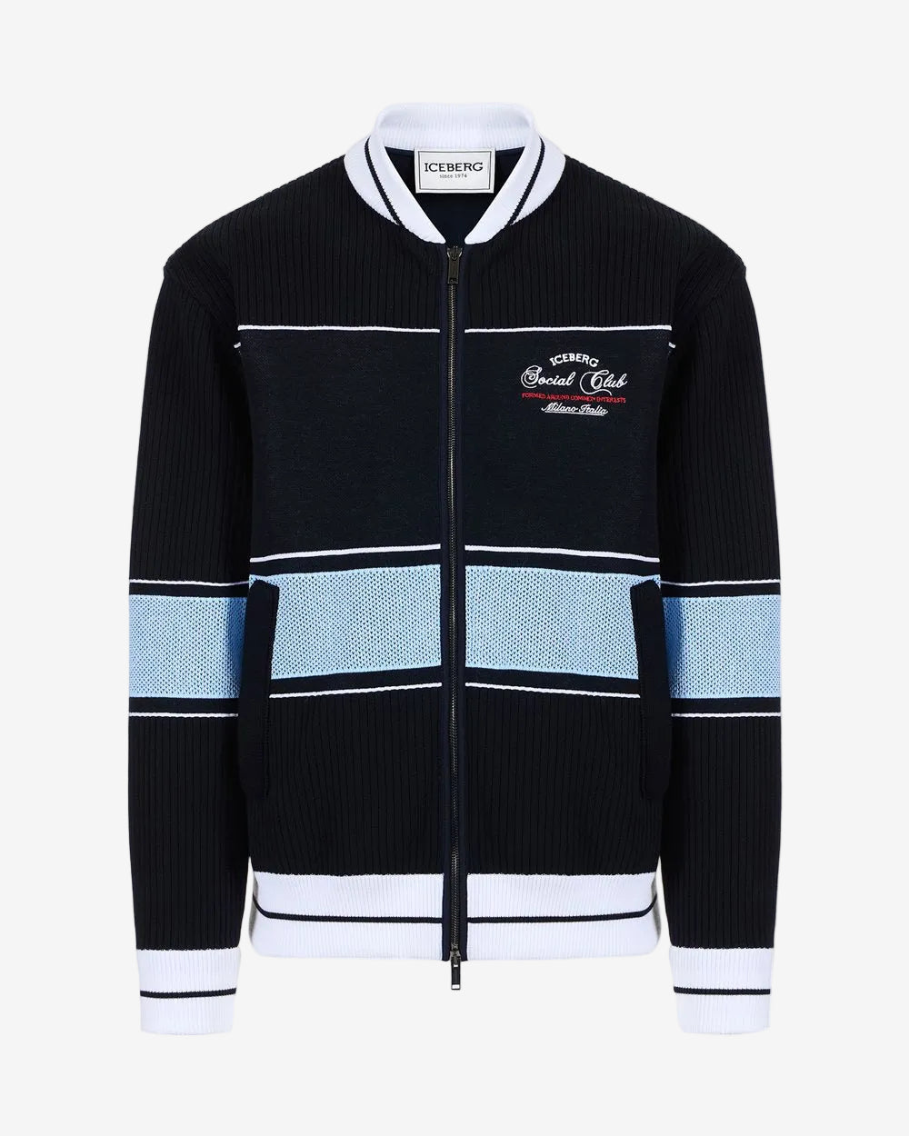 Multicolor jacquard-knit regular fit jacket