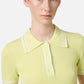 Yellow polo shirt in viscose blend with contrasting stripes