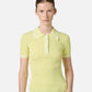 Yellow polo shirt in viscose blend with contrasting stripes