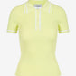 Yellow polo shirt in viscose blend with contrasting stripes