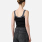 Black ribbed tank top in stretch cotton