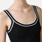 Black ribbed tank top in stretch cotton