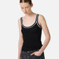 Black ribbed tank top in stretch cotton