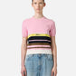 Patterned crew neck T-shirt in stretch cotton